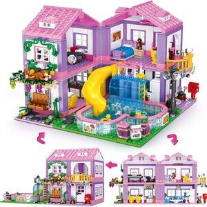 Pink Girls Summer Villa Friends Building Set Compatible with Lego Friends